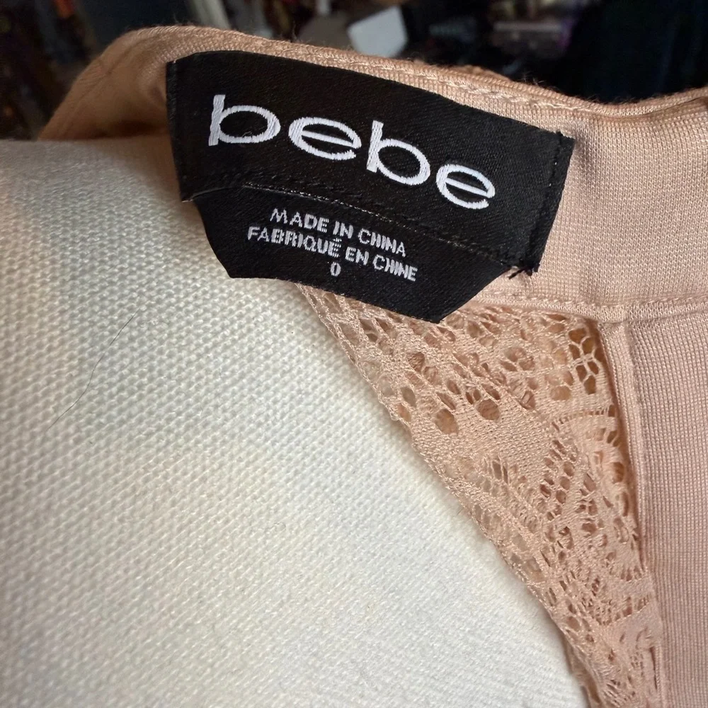 Bebe Dress – Women’s 0 – Light Pink Lace Block Y2K Vintage –Long Sleeve – Lined - Picture 6 of 12